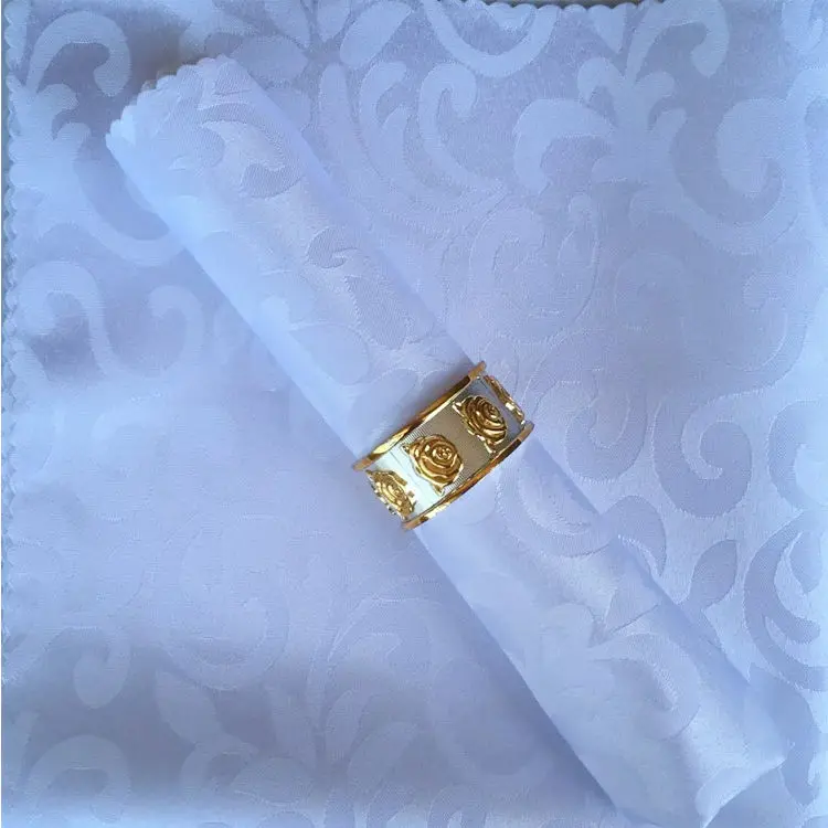 European Simple and Modern Pure Color Jacquard Western Restaurant Mouth Cup Cloth Folding Flower Table Square Napkins