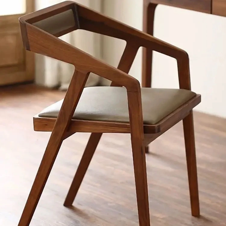 Modern hot selling Wholesale solid wood frame Leather fabric seat strong backrest Dining chair restaurant chair
