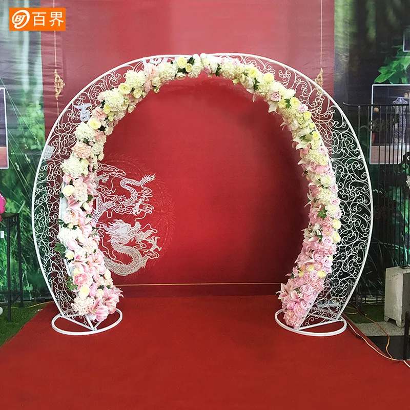 Wholesale Outdoor Wedding Wrought Iron Manufacturers Arrange Props Curved Moon Arches