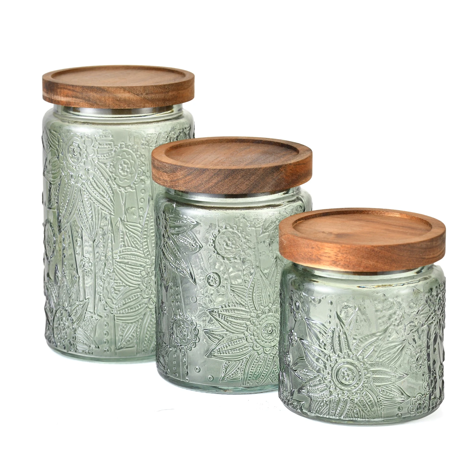 2024 Hot Sales Round 3 Colored Glass Food Storage Jars Container Glass With Airtight Lids