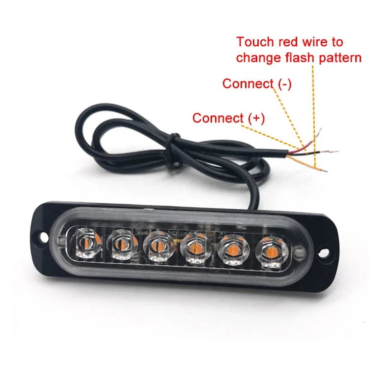 12V 24V Safety warning side light surface mount 6LED super slim LED mini strobe light for car truck