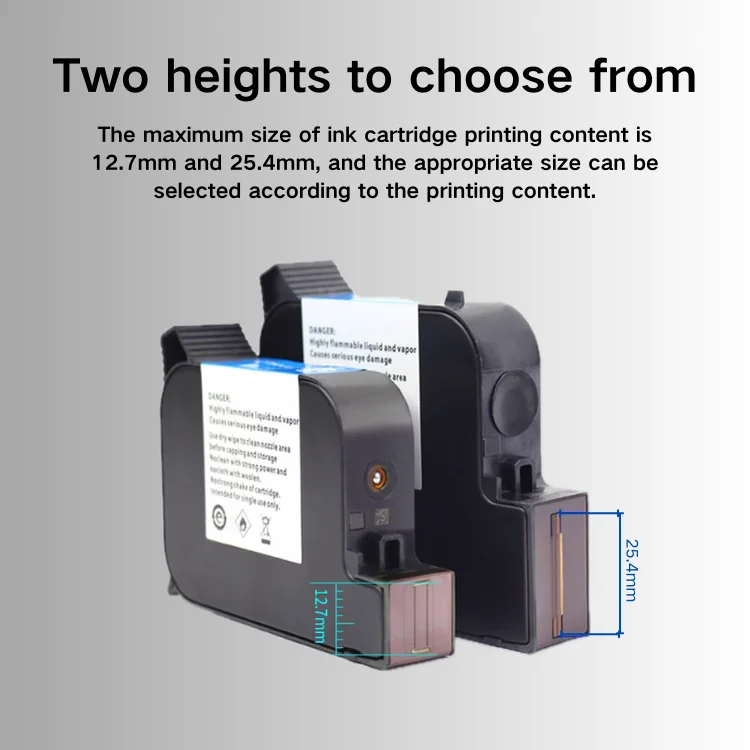 Durable Waterproof Replacement Ink Cartridge High Quality Multiple Colors 12.7/25.4MM for Handheld Inkjet Printer 42 Ml