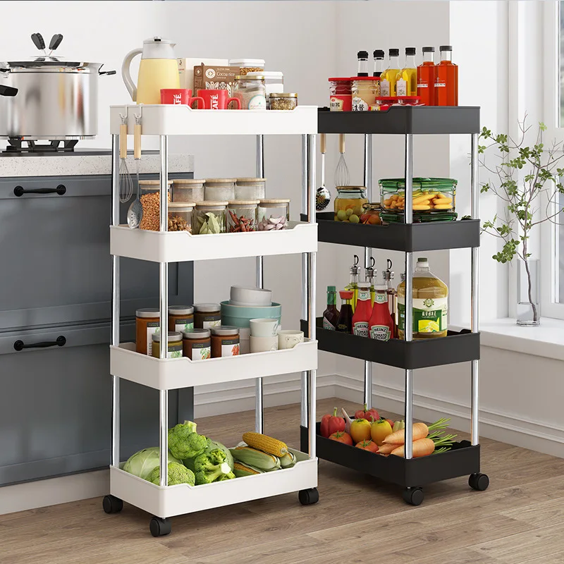 Multifunctional metal service, practical trolley, net basket, kitchen bathtub, drawer, rolling storage cart