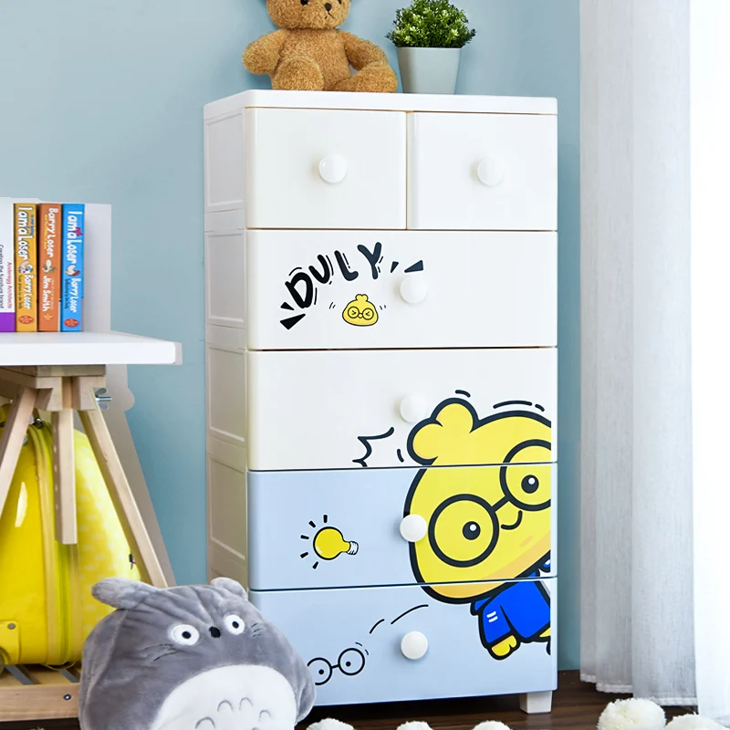 Cartoon designs kids plastic diy wardrobe storage folding cupboard baby wardrobe children cabinet