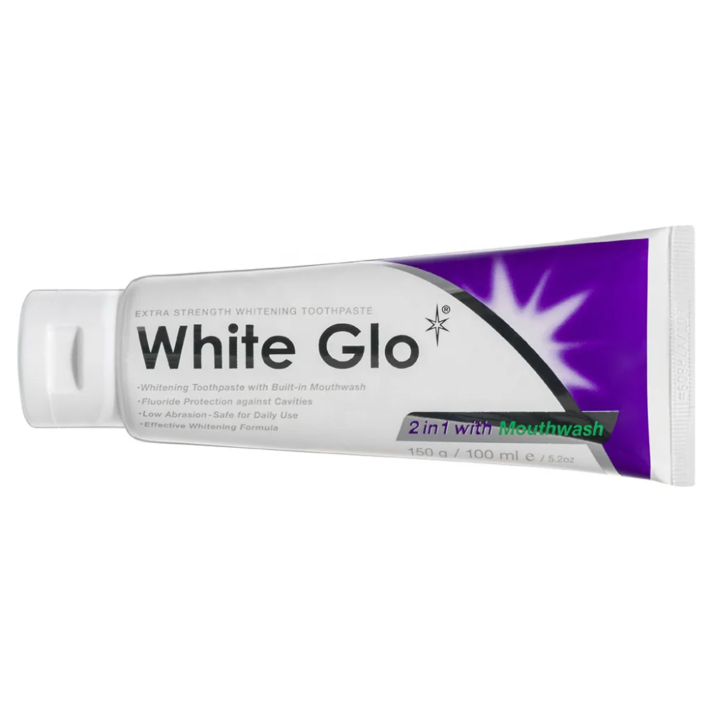 White Glo 2 in 1 Whitening Toothpaste with Mouthwash 150G