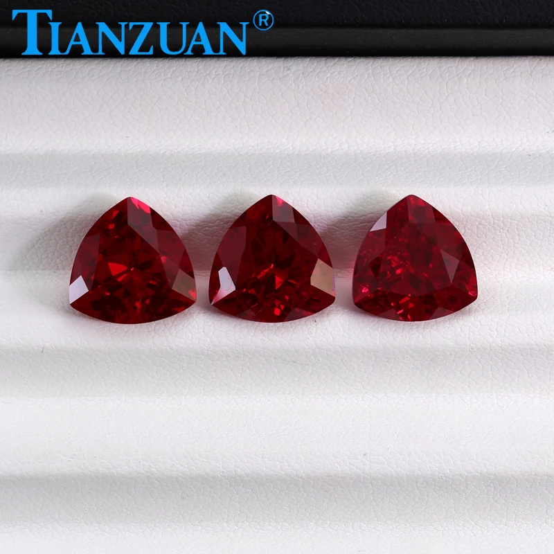 Lab Grown Ruby Pigeon Blood Red Ruby Trillion Shape Natural Cut with Cracks and inclusions Loose Stone Beads Jewelry Making