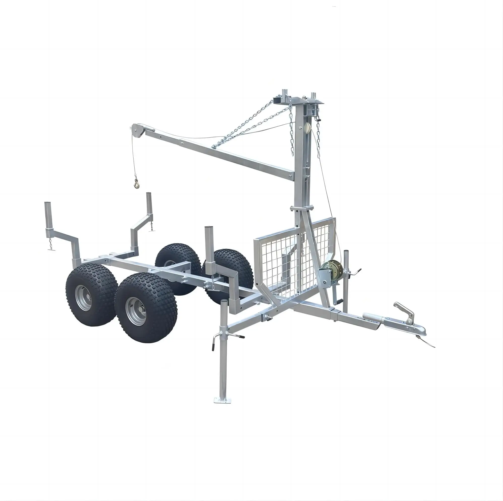 Farm and Forest ATV Trailer with Adjustable Bunks and Swivel Hitch for Logs