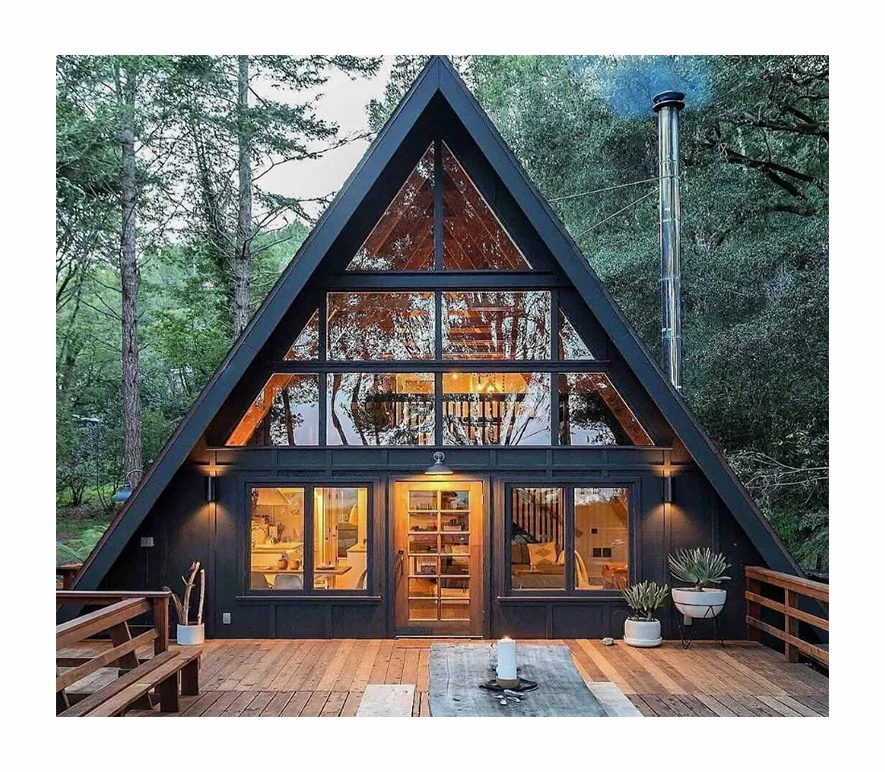 China Hot Sale Steel Structure Prefab Mini Small Frame House Garden Cabin Kits for Resort Cottage-High Quality Prefab Buildings