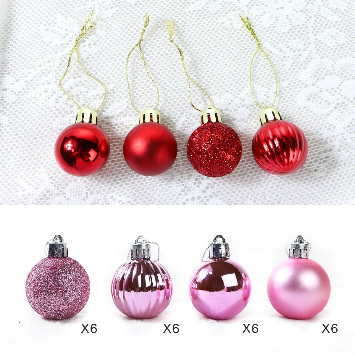 Hot Sale New Design Wholesale Plastic 24PCS Christmas Ornaments Ball Christmas Decoration Ball