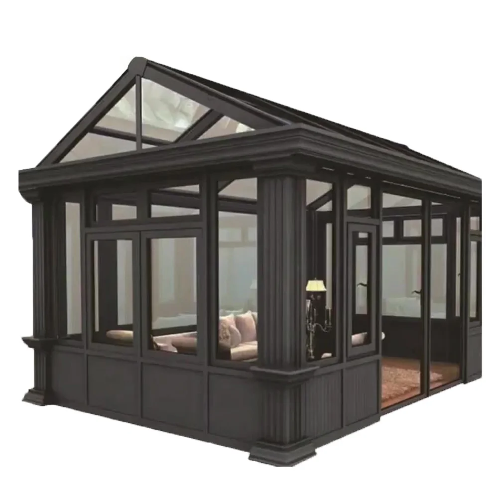 Factory lowest price customized Veranda Price Aluminium Winter Garden Sun Room Green Glass House Free Standing Sunroom