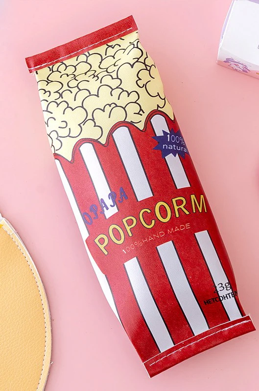 Hot Sale Office Creative PU Pencil Case Cute School Stationery Pouch Kids Cartoon Popcorn French Fries