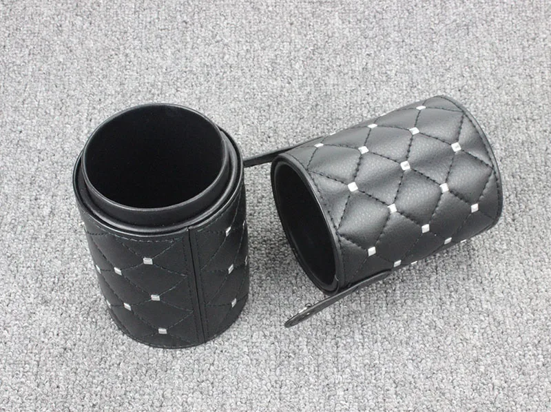 Black Rivet Style Makeup Brush Holder Case Portable Travel Pu Leather cosmetic Cylinder