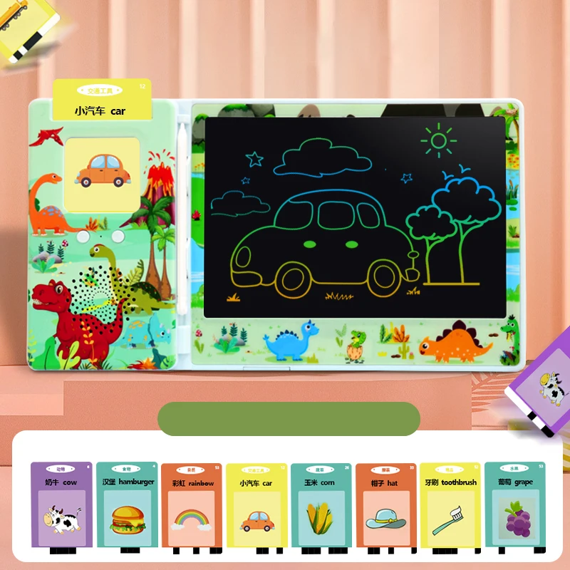 Factory Wholesale  Preschool Learning Toys LCD Writing Tablet Talking Flash Cards 8.5 Inch  with 112 Talking Flash Cards