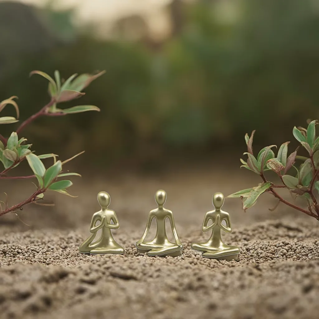 Set of 3 Resin Zen Yoga Statues Gold Meditation Figurines with Color-Changing Feature for Bookshelf Home Decor