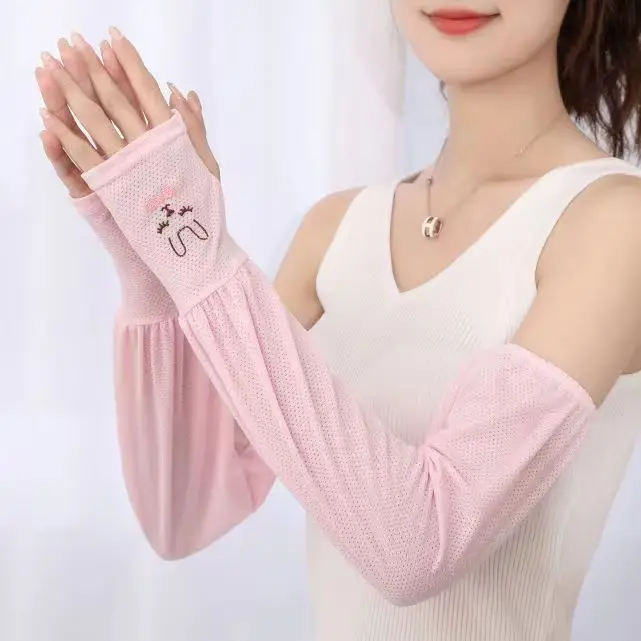 Support Sample Manufacturer Summer Sun-proof Breathable Polyester Rabbit Thin MittensFor Women