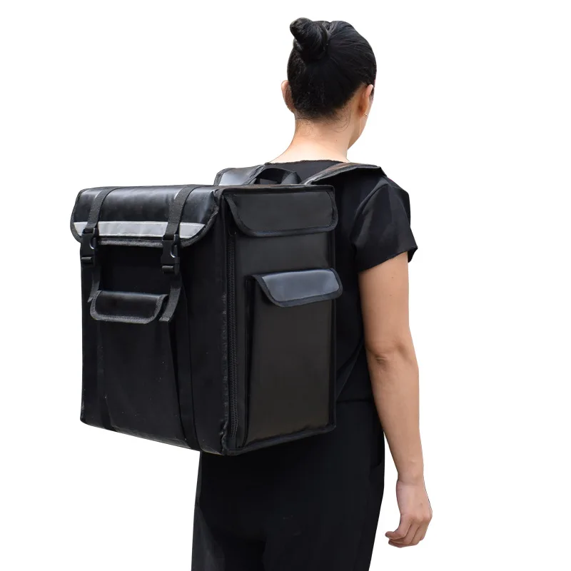 
New style black waterproof durable food delivery backpack outdoor picnic Insulated thermal bag thick delivery cooler bag 