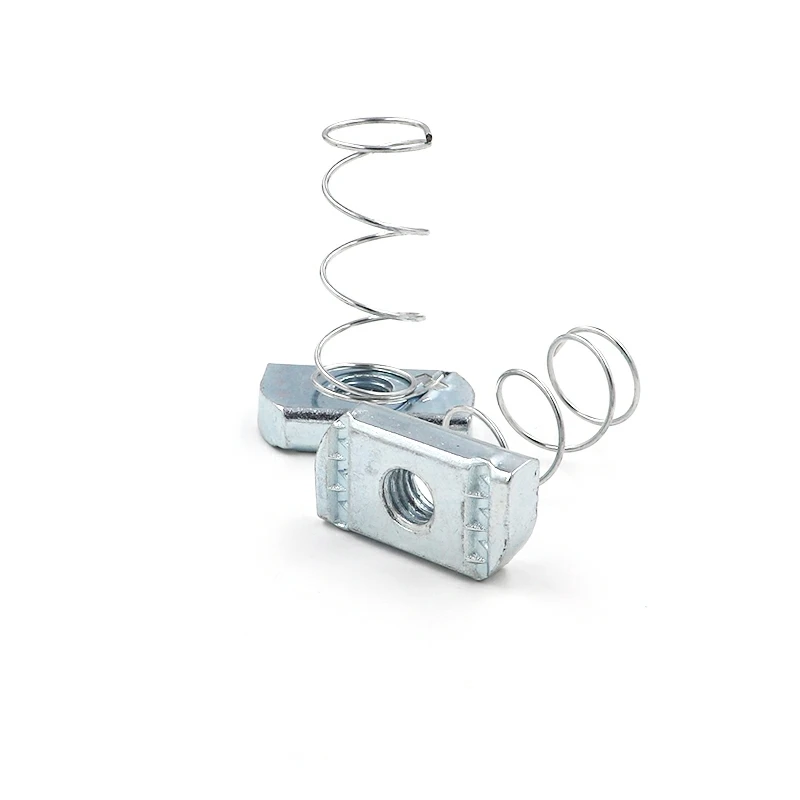 Chengyi Factory Price M6 M8 M10 T Channel Spring Nut Zinc Plated Long Spring Strut Channel Nut