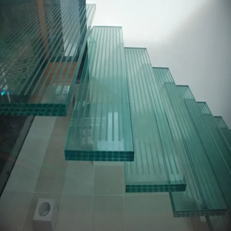 Custom Size Anti-skidding Triple Laminated Tempered Stair Treads Glass Price
