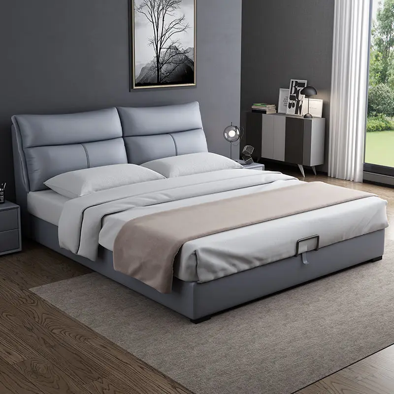 Modern Style Bedroom Furniture Multi-Function Storage King Queen Size Leather Bed CELB009