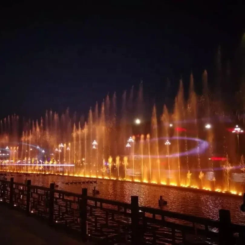 Water Show Fountain With Fire Music Fountain