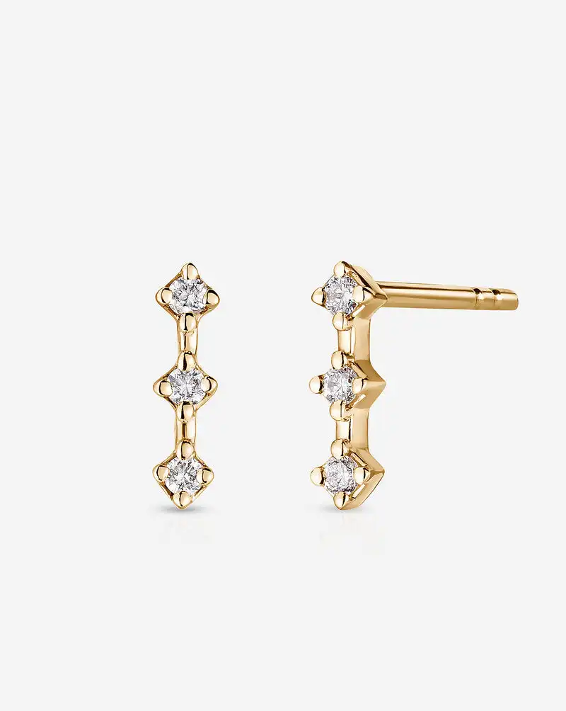 14K Gold Plated Solid 925 Sterling Silver Post Cubic Zirconia Stud Flat Back Earrings for Women  | Small Stud Earrings for Women