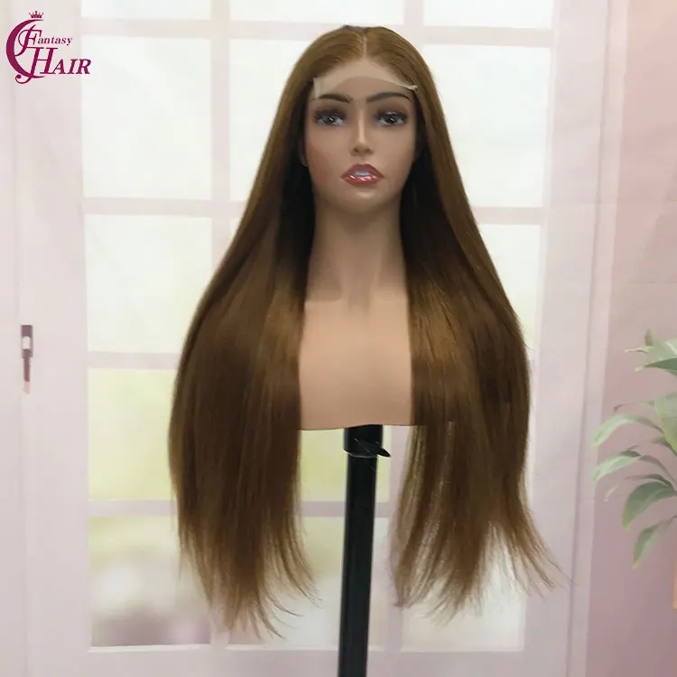 FH Factory Wholesale Vietnamese Raw Hair Wigs Natural Human Hair 4x4 Lace Front Vietnamese Wigs #30 Light Brown Double Drawn Wig