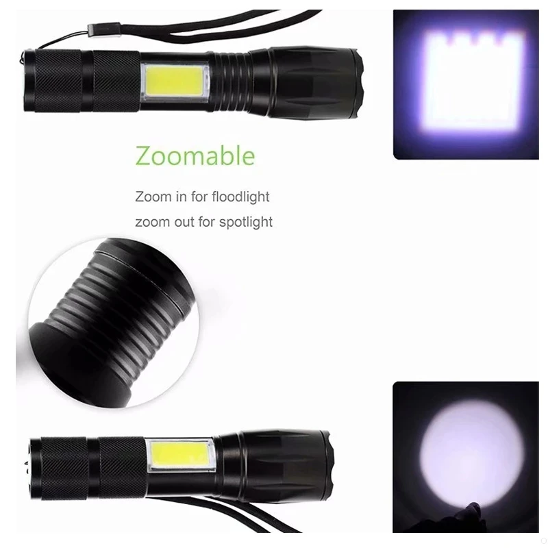 Mini COB LED Flashlight T6 Lanternas Led Torch Flash light Waterproof 4 Modes Portable Torcia Lights for Camping Outdoor