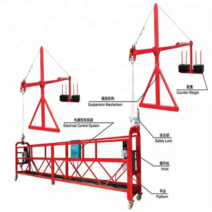 zlp630 zlp800  steel Aluminum alloy galvanized steel wire rope suspended platform
