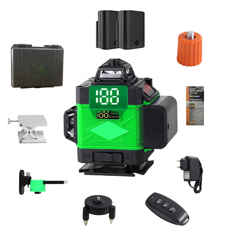 16 Lines 360 Laser Level Self-Leveling Wireless Remote 3D Horizontal And Vertical Poweiful Cross Green Beam With Tripod