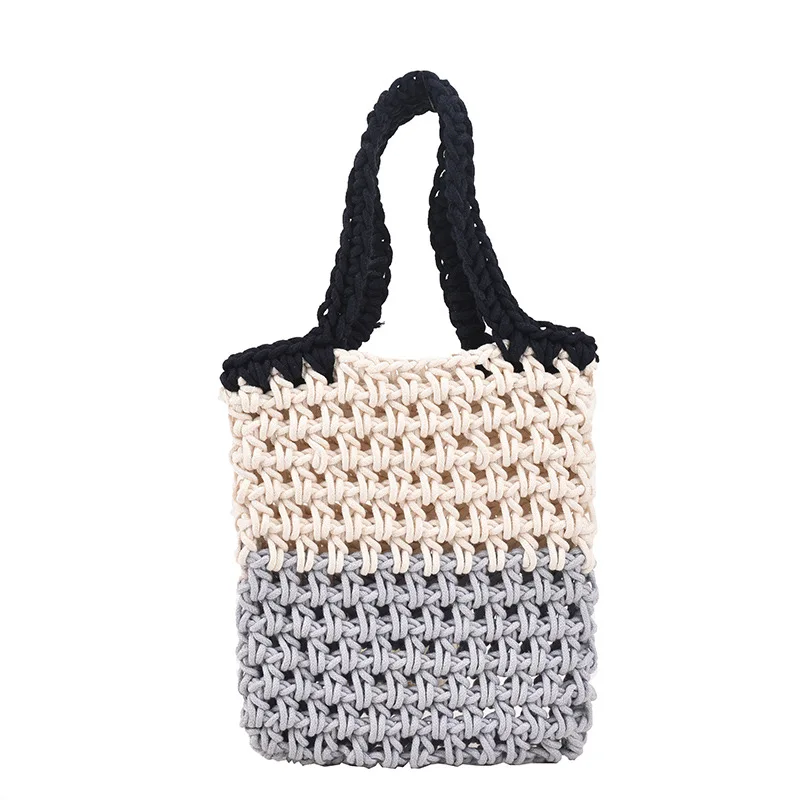 Casual Bohemian Hollow Woven Womens Braid Handbags Shoulder Bags Large Capacity Tote Summer Handbag Beach Purse 2022