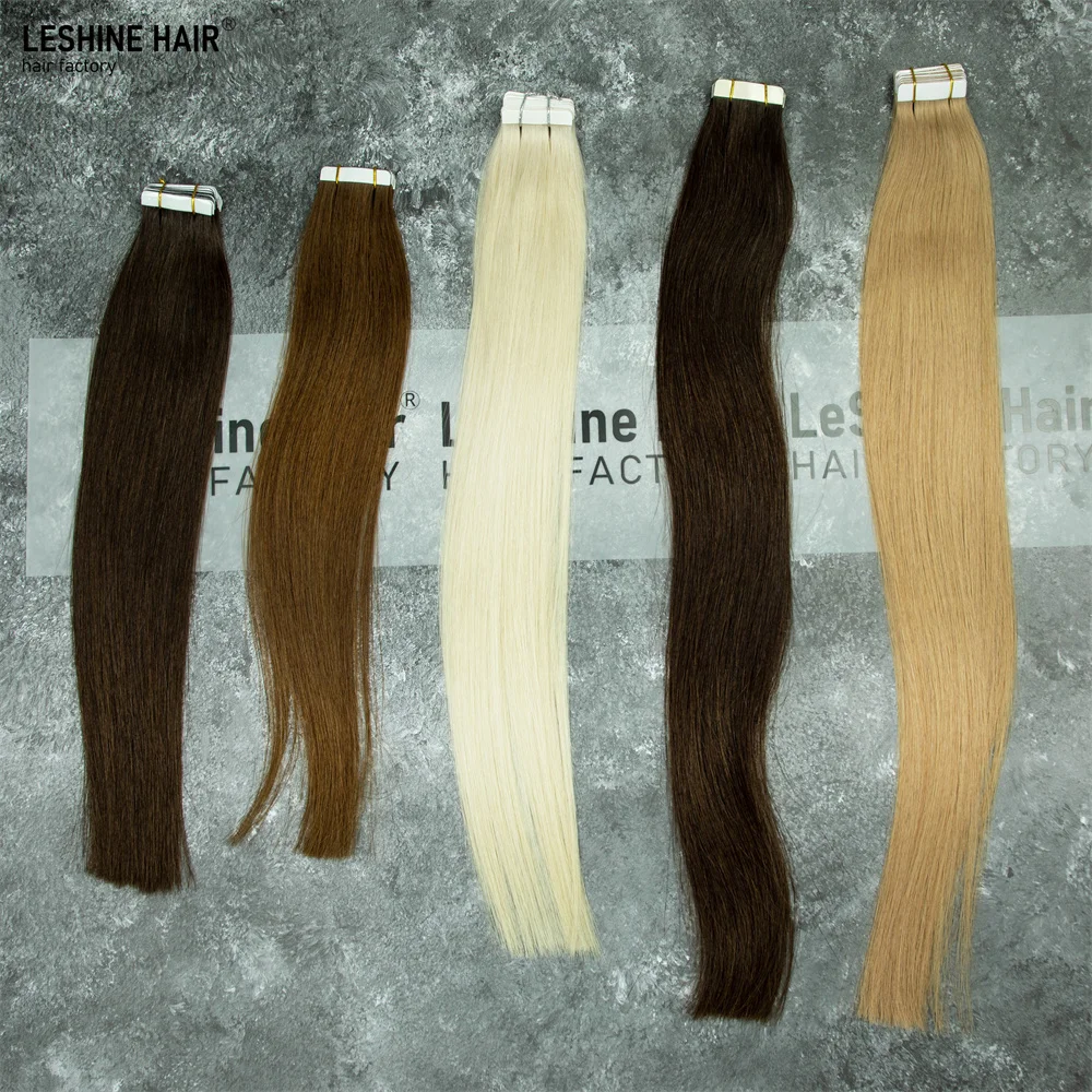 Wholesale Double Drawn remy Hair tape in Vendor Virgin bone straight Natural Human tape in hair extensions 100human hair