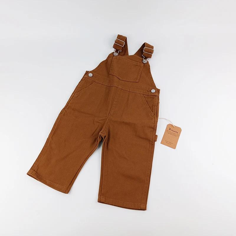 Pinuotu Custom Baby Overalls Boy Girl Vintage Allover Shortalls Sleeveless Suspender Corduroy Jeans Kids Bib Pants OEM Dungarees