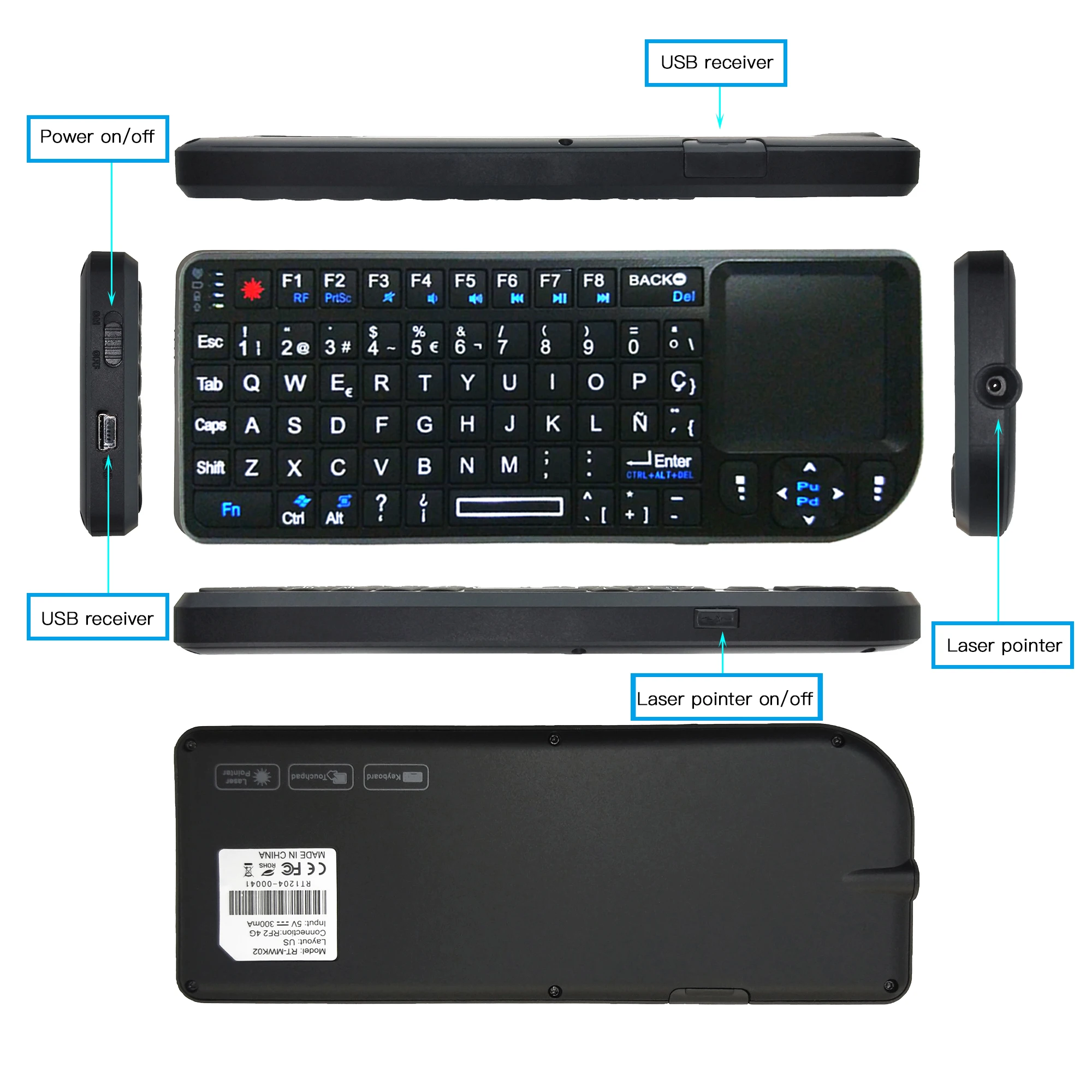  Беспроводная мини-клавиатура Air Mouse 2 4G ручной сенсорный лазер для игр телефона приставки smart tv
