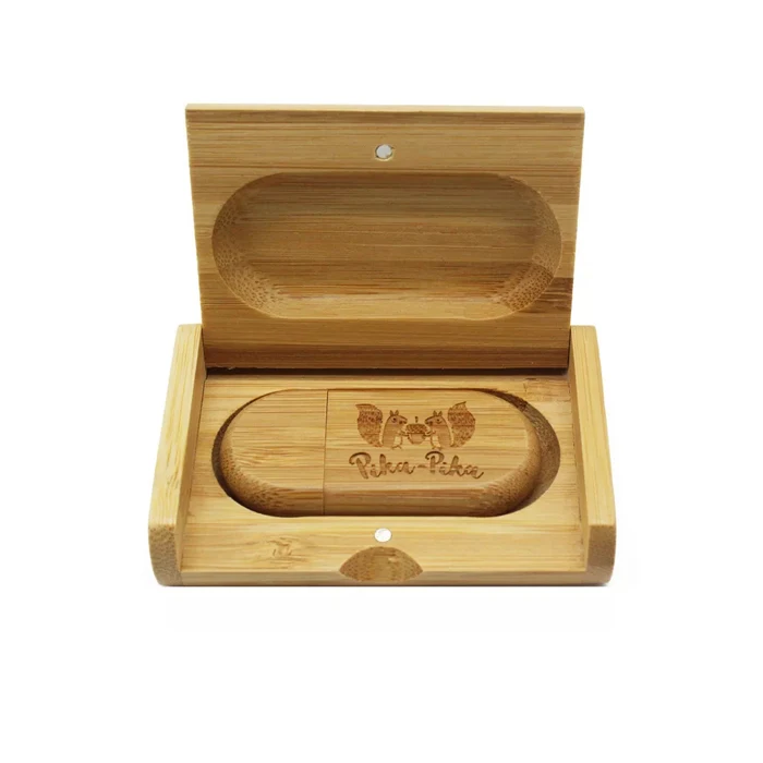 Factory Wholesale USB Wood With Custom Engraving Logo Wooden USB 2.0 3.0 Oval Flash Drive With Box
