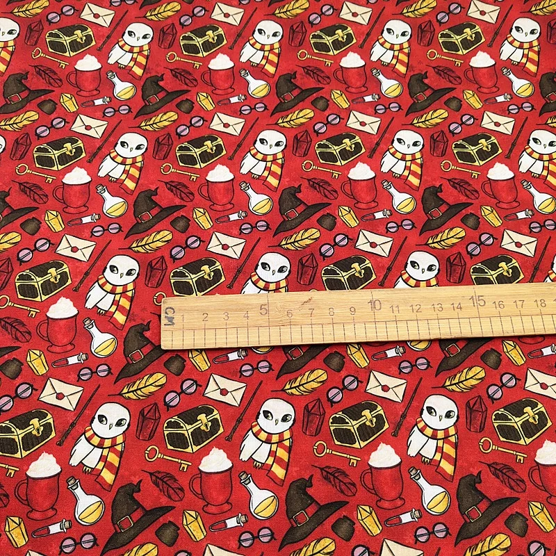 Cartoon Printing Owl Glass 100% Pure Cotton Fabric For Half Yard Diy Sewing Crafts Material