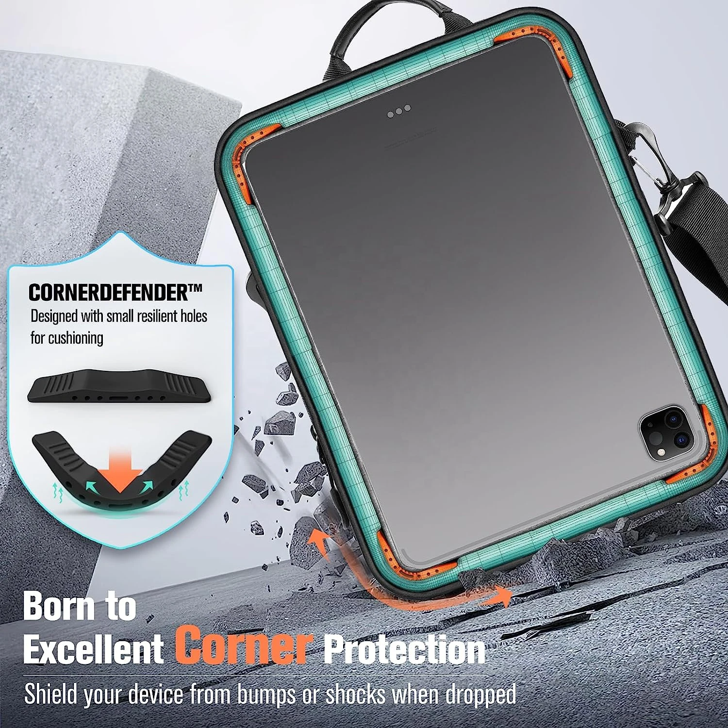 MoKo 11 inch 360 Degree Full Protective 900D Waterproof Carrying Bag Shoulder Strap YKK Zipper Tablet Bag for iPad 10th Gen 2022
