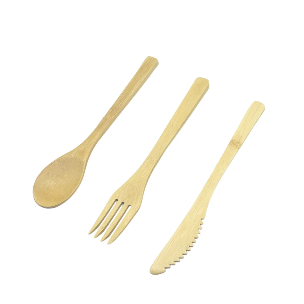 Портативный набор из натурального бамбукового ножа, вилки и ложки