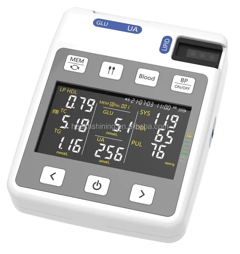 Portable Easy To Use Medical Home Family Hospital Multi-function 3-in-1 Blood Glucose Cholesterol Uric Acid Testing Analyzer