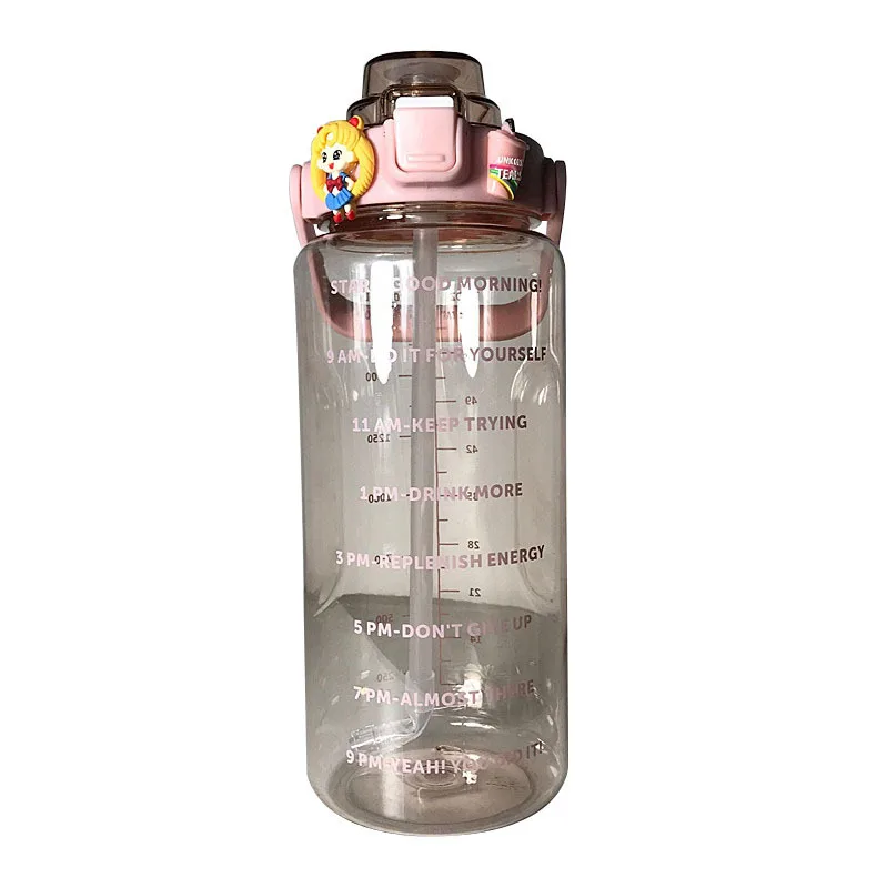 Amazon Top Selling Customized Large Capacity 2000 ML Plastic Water Bottles Sports Drinking Bottle with Straw