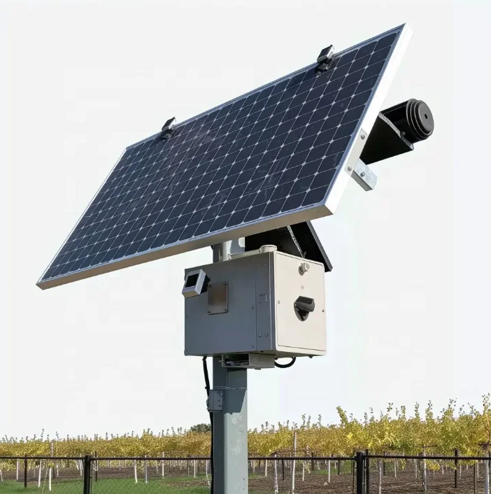 Dual Axis Solar Tracker with Foundation bolts Wind sensor rain snow sensor dual axis solar tracking system