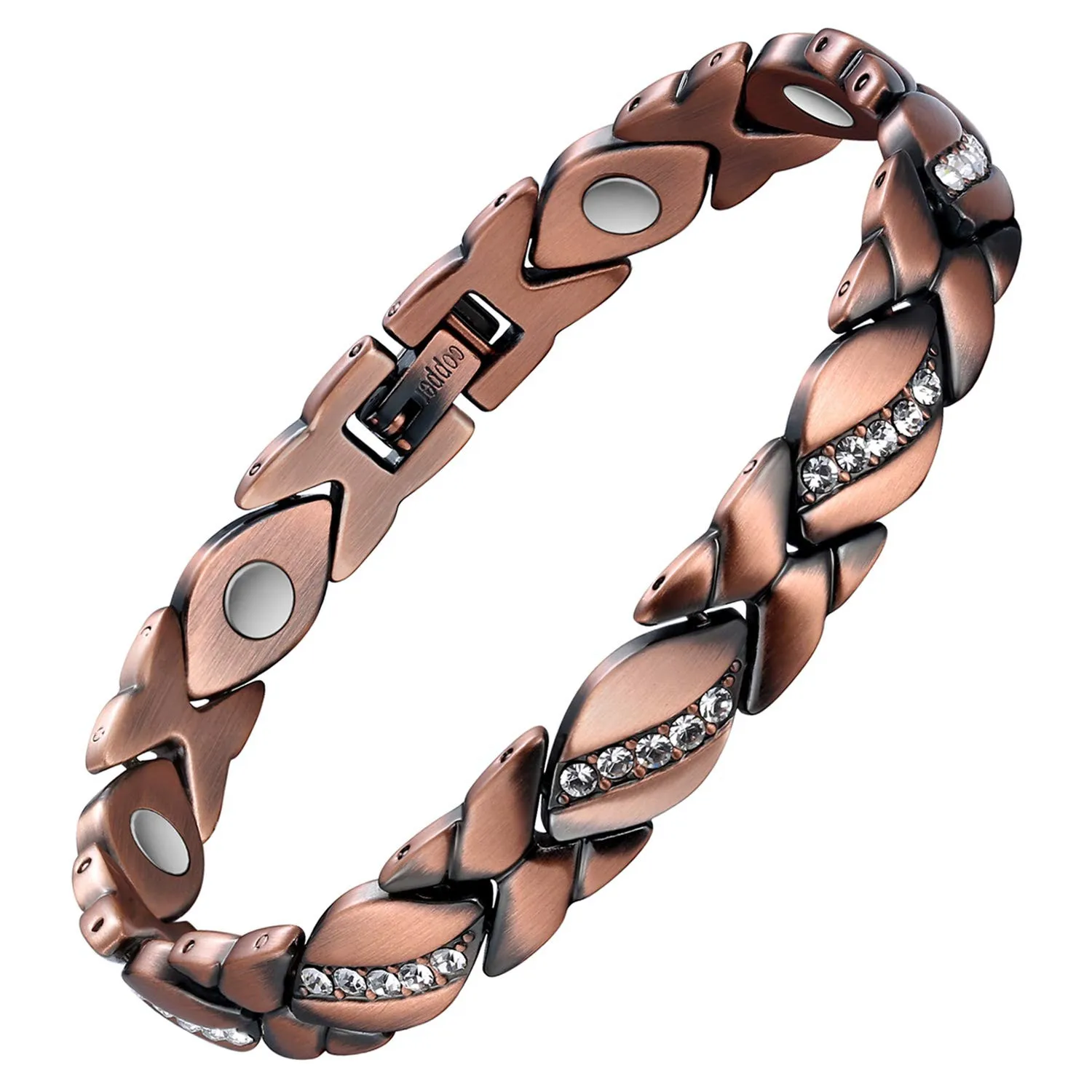 Copper Bracelet for Women Pain Relief with 3500 Gauss Magnets,99.9% Copper Adjustable Crystal Magnetic Therapy Bracelets