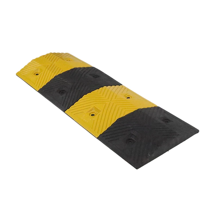 Heavy Duty 1000*350*40mm Yellow and Black Rubber Plastic Speed Bump Roadway Traffic Safety Speed Hump for Garage Use