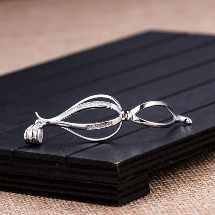 Wholesale love wish pearl S925 jewelry locket sterling silver angle ribbon hope pearl cage necklace pendant