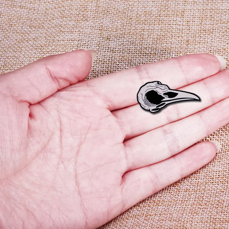 Dark Crow Skull Lapel Pin Bird Carcass Goth Day of the Dead Halloween Art Brooch Telling everyone that you love dead stuff!