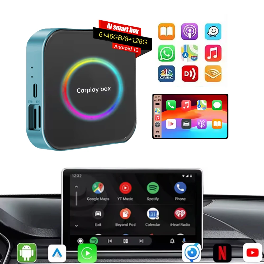 BoYi AI box carplay box  Wireless Car Carplay Adapter Ai Box Dongle Portable Android Car Play For Netflix YouTube video