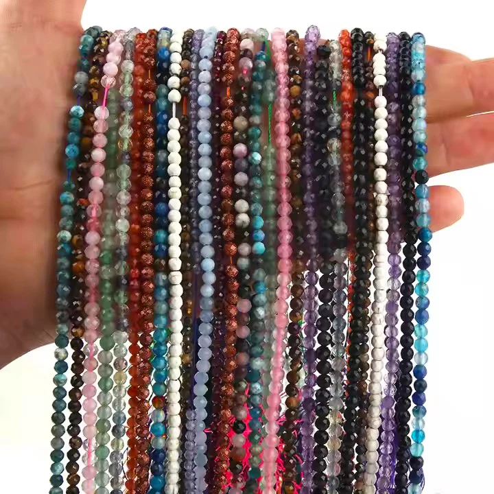 Custom Natural Stone Faceted Loose Beads Crystal Gemstone Amethyst Rose Quartz Lapis Red Agate Loose Beads for Jewelry Making