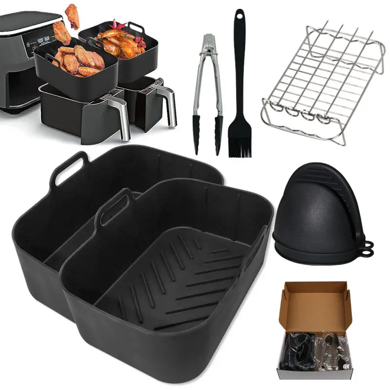 Food Grade Air fryer liner,Square Silicone Air Fryer Liners Baking Tray Cooking Oven Accessories,Reusable Air Fryer Silicone Pot