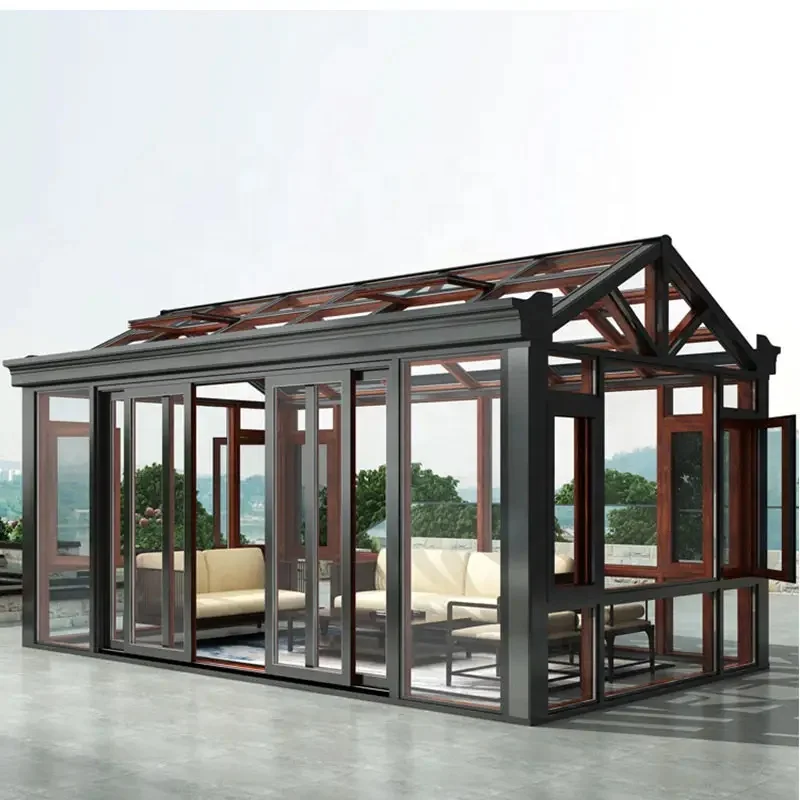 Free Standing Villa house sunrooms winter garden glass houses aluminium triangle sunroom