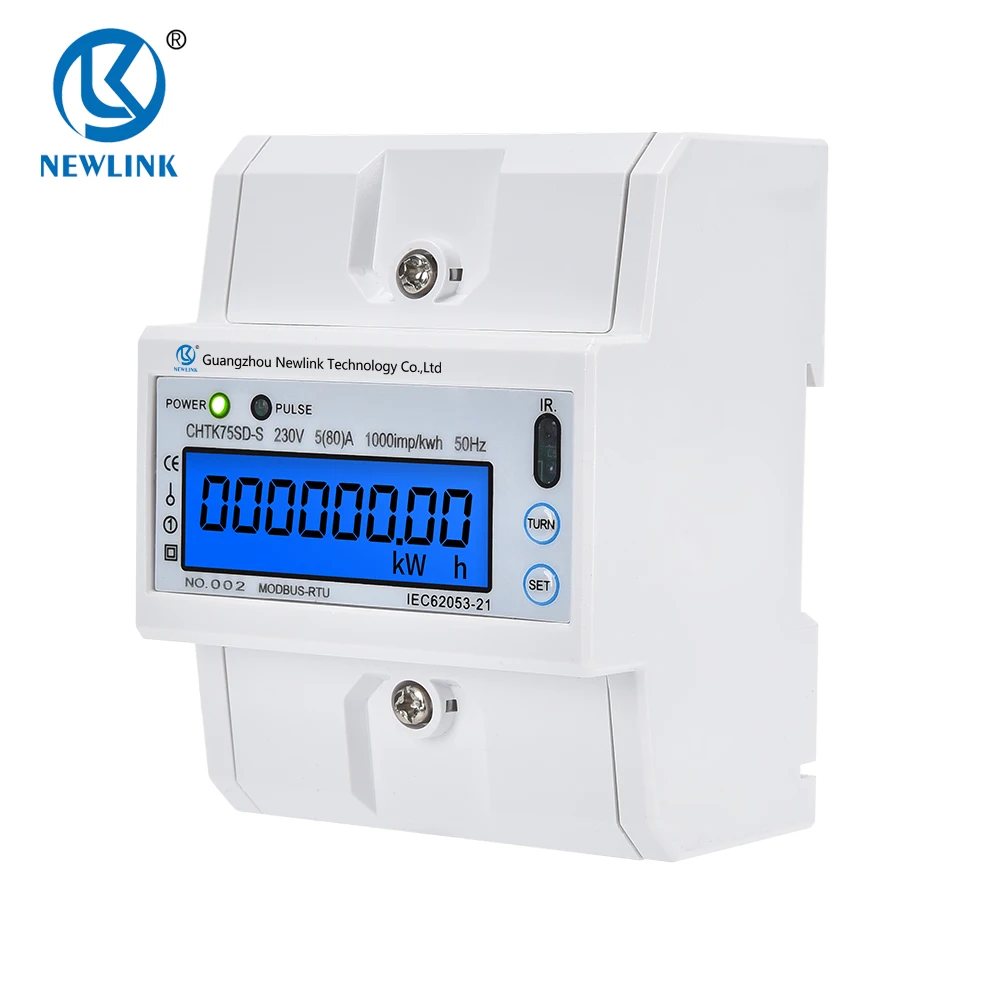 single phase 4p din rail energy meter LCD display 0.5 class 50HZ or 60HZ for 6a 20a 25a 30a 40a 100A