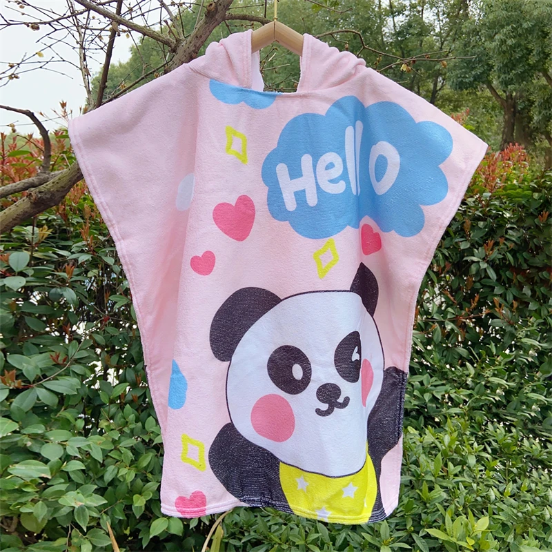 Hot selling  High Quality   Custom    Kids cartoon mermaid and dream catcher Hooded Towel  Bath Robe Children Beach Surf  Poncho